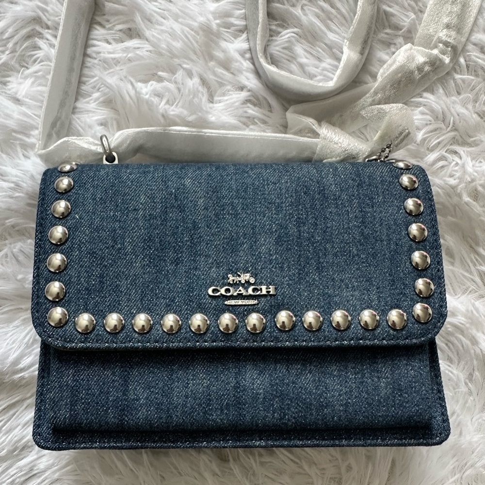NWT! COACH DENIM STUDDED CROSSBODY